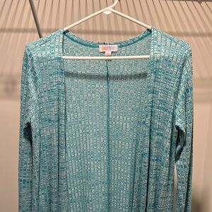 Lularoe long cardigan, turquoise size s